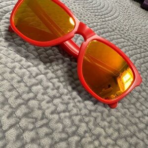 RARE Oakley Frogskins Red Frame with Orange Mirror Lenses Sunglasses